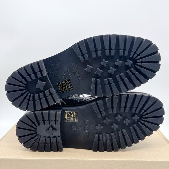 Jimmy Choo Cora Monogram Logo Debossed Combat Boots Black Leather EU 36.5 US 6.5 - Picture 9 of 9